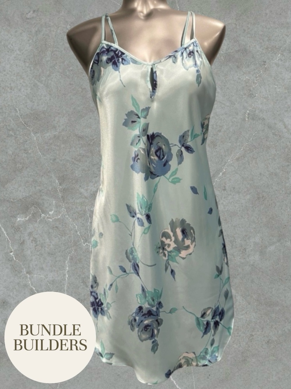 $10 Add-on | Y2K Secret Treasures Damas Mint Floral Satin Chemise